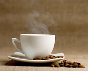 Steaming cup of coffee. - Copyright – Stock Photo / Register Mark