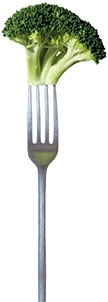Brocolii on a fork. - Copyright – Stock Photo / Register Mark