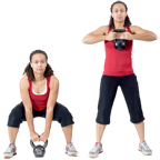  	Personal trainer Chelsea Cooper domonstrates The Swing with a Kettlebell. - Copyright – Stock Photo / Register Mark