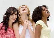 Three women laughing hard. - Copyright – Stock Photo / Register Mark