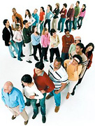 A long snaking line of people. - Copyright – Stock Photo / Register Mark