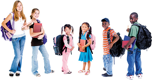 kids with backpacks - Copyright – Stock Photo / Register Mark